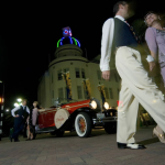 The Dome and Art Deco car at night during Art Deco Weekend